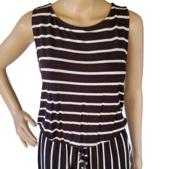 ZENANA Womens S One Piece Romper Jumpsuit Sleeveless Stretch Knit Striped Pocket - Picture 9 of 9